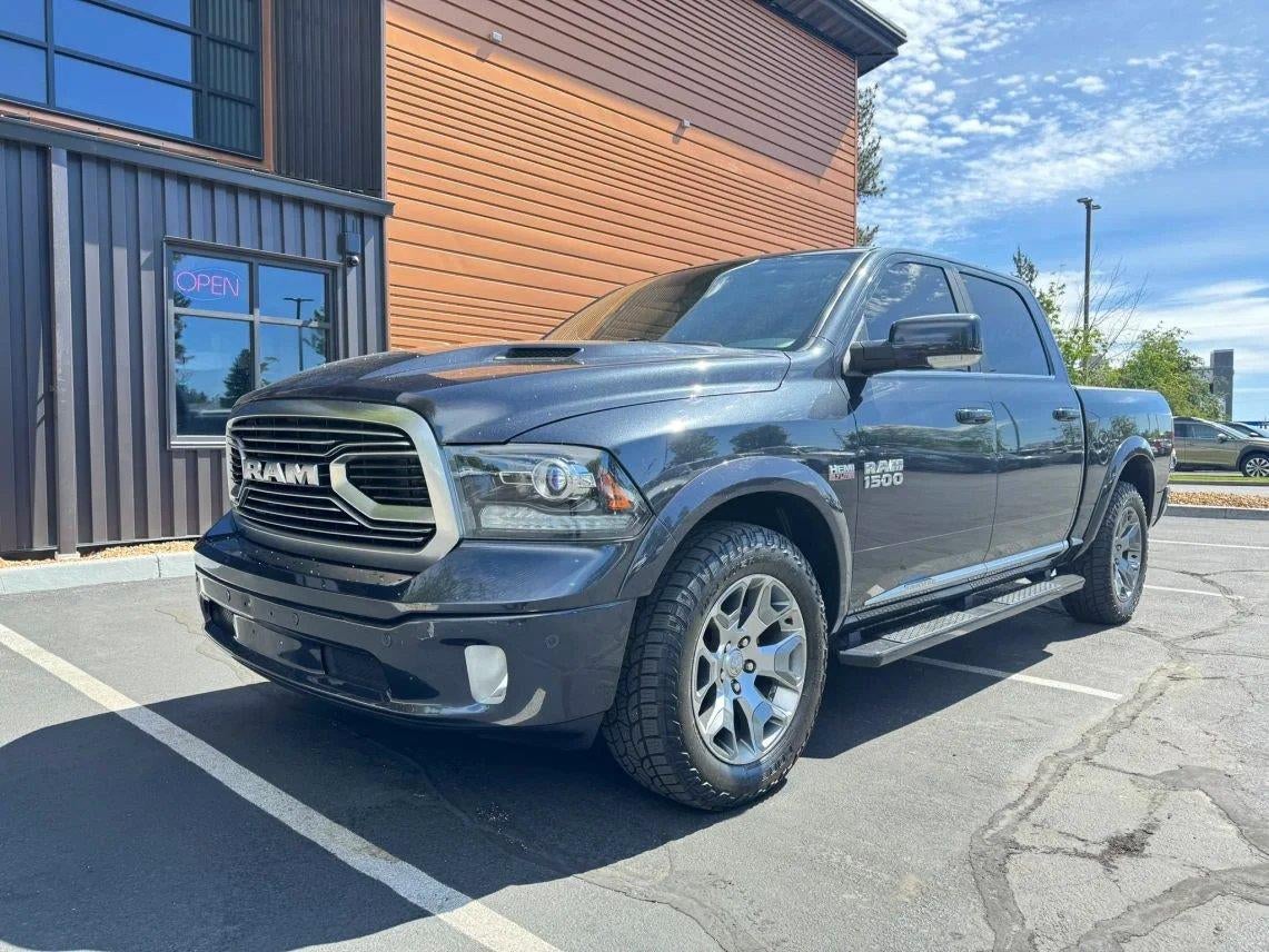 2018 RAM 1500 Limited in Maximum Steel Metallic Clearcoat — front three-quarter view