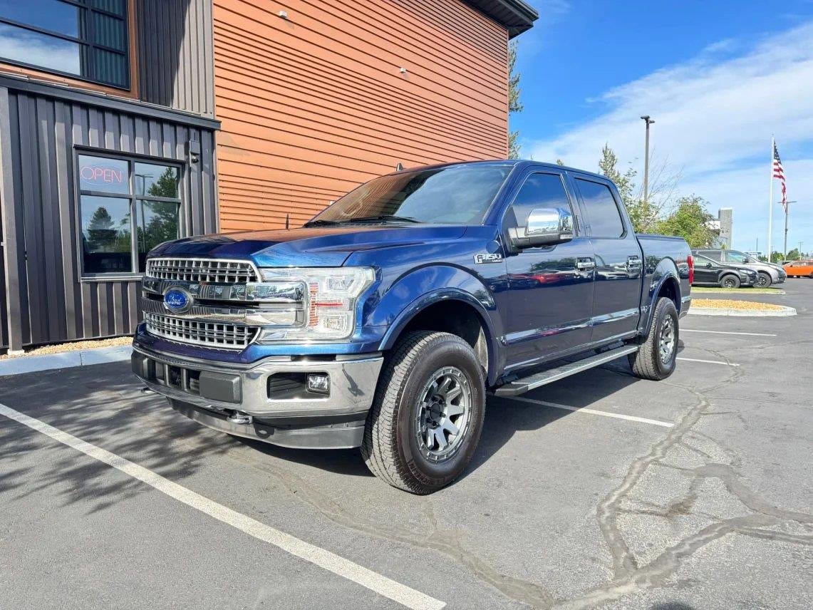 2019 Ford F-150 Lariat in Blue — front three-quarter view