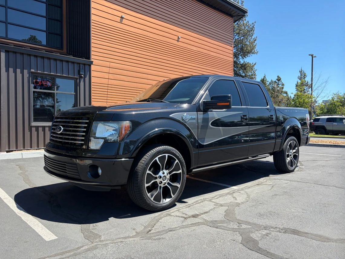 2012 Ford F-150 Harley-Davidson in Tuxedo Black Metallic — front three-quarter view
