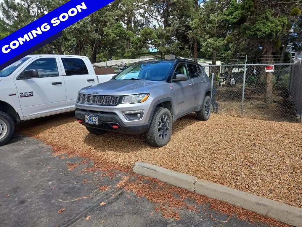 2019 Jeep Compass Trailhawk in Billet Silver Metallic Clearcoat — front three-quarter view