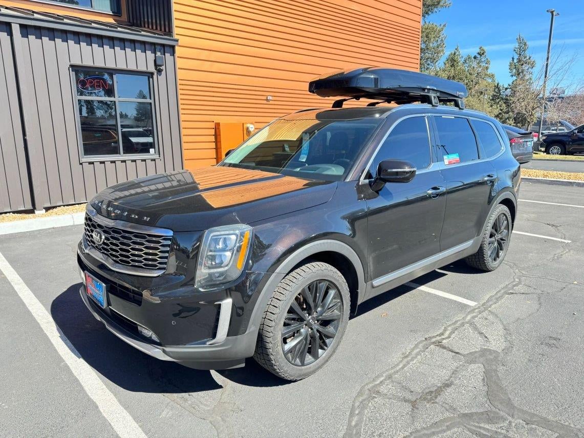 2020 Kia Telluride SX in Black Copper — front three-quarter view